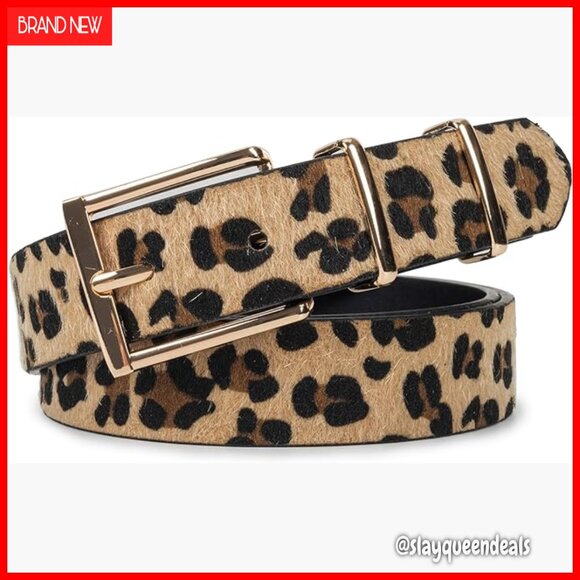 Leopard Print PU Leather Belt with Horsehair Trim for Jeans and Dresses main image 5